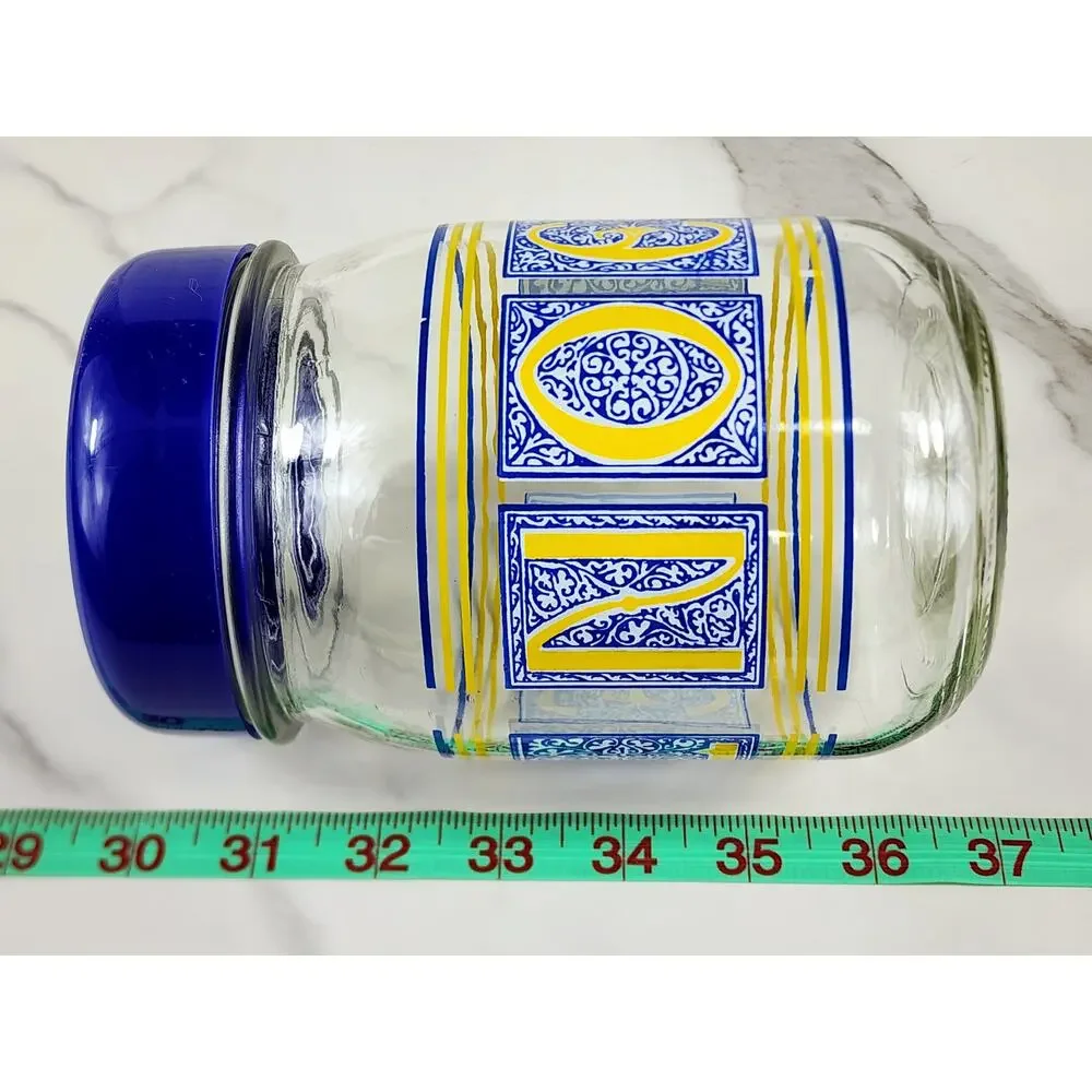 Noel Glass Canister Jar Cookie w/ Blue Lid 7